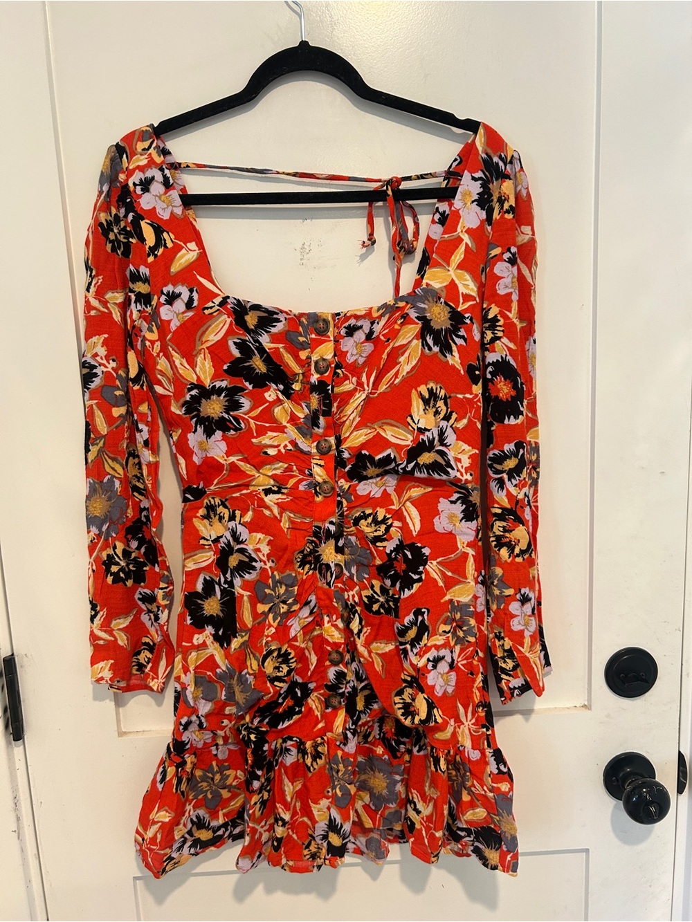 Free People Red Floral Button-Front Women’s Dress size 6 - Picture 2 of 5
